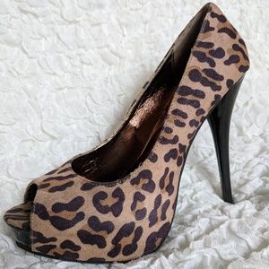 Sexy Cheetah Print Platform Peep-toe Pumps